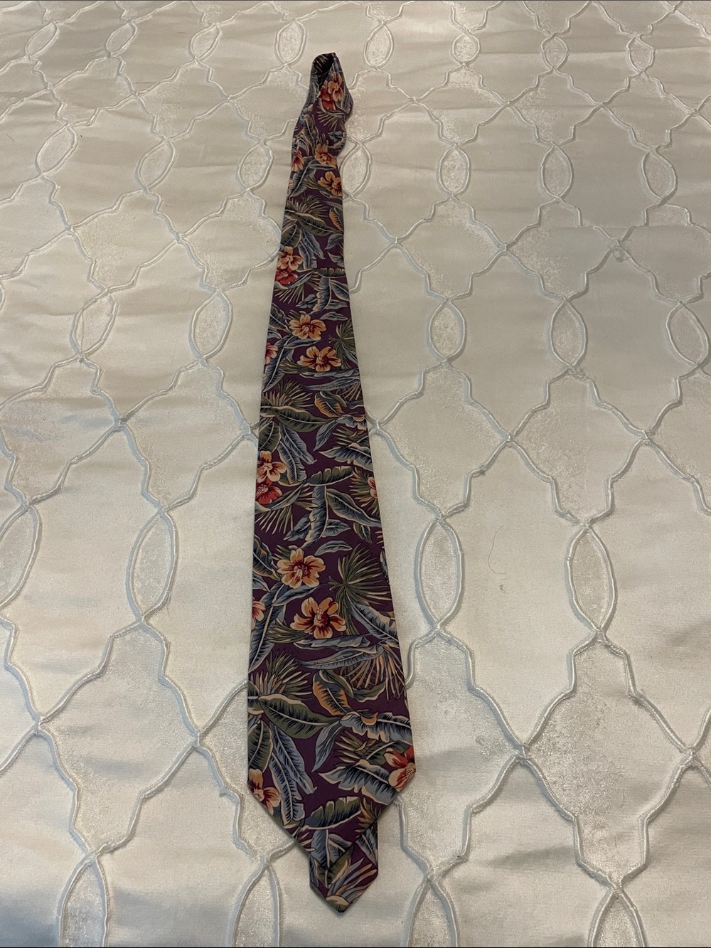 Floral Tropical Print Men's Tie - Purple